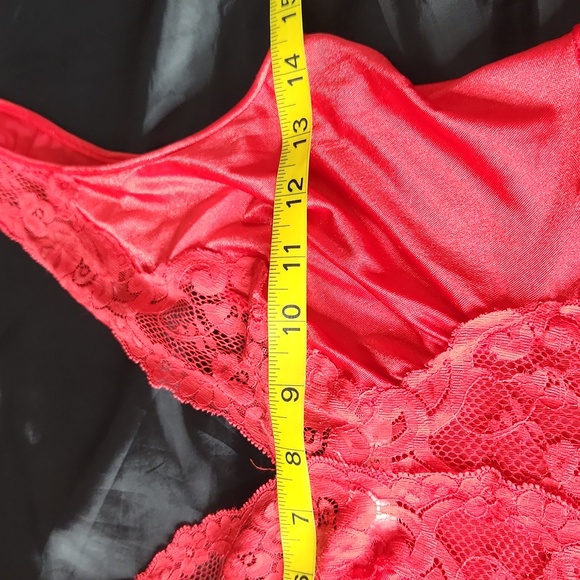 Vintage Miss Elaine red lace cut-out silky Fantasy  babydoll maxi slip dress - Picture 10 of 12